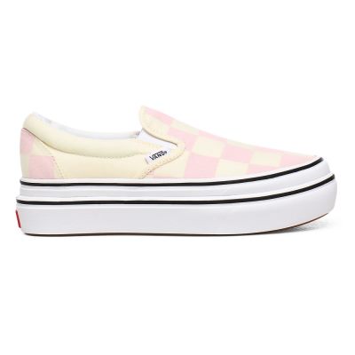Vans Big Classics Checker Super ComfyCush Slip-On - Kadın Platform Ayakkabı (Beyaz)